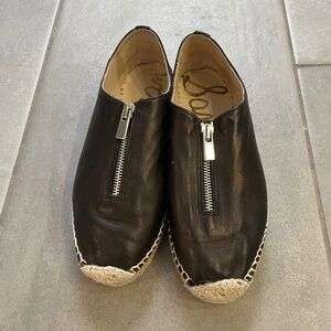 Sam Edelman Inissa, Black Leather Espadrille - Size 6